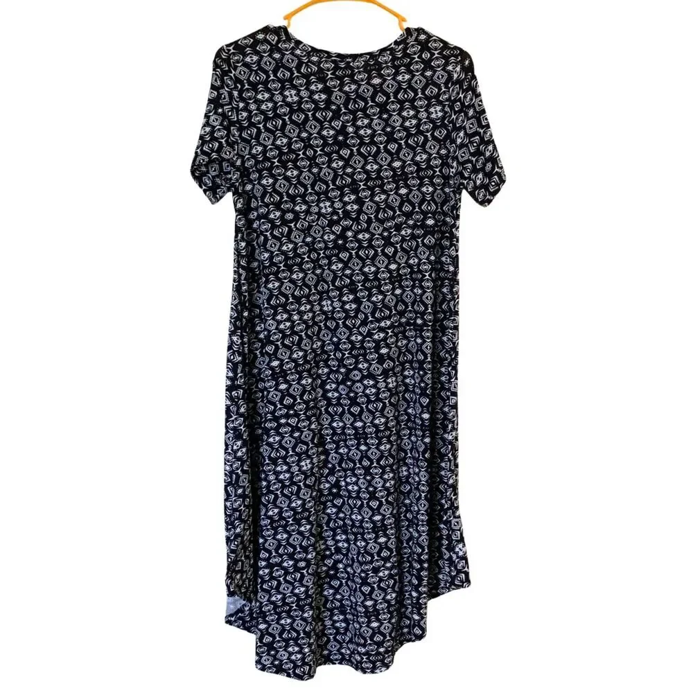 LuLaRoe Black & White Geometric Print High-Low Hem Dress XS Relaxed Fit - Picture 7 of 9
